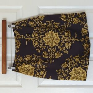 Via Seta Studio 90's Vintage Motif Floral Silk High Waisted Straight Mini Skirt